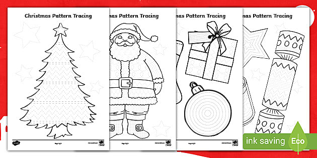 Christmas pattern tracing activity teacher made