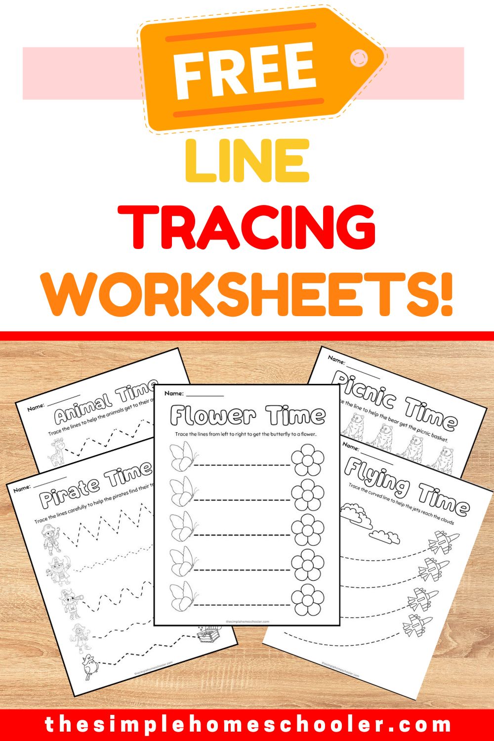 Free line tracing worksheets easy print