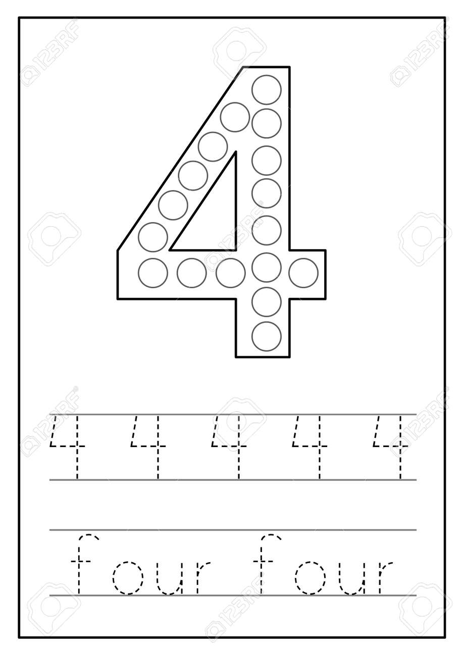 Dot a dot numbers for kids learning numbers black and white worksheet royalty free svg cliparts vectors and stock illustration image