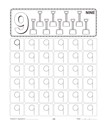 Number writing printable coloring worksheet