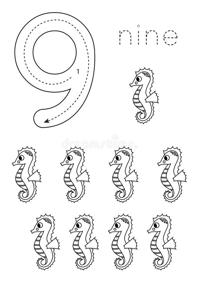 Number nine worksheet stock illustrations â number nine worksheet stock illustrations vectors clipart