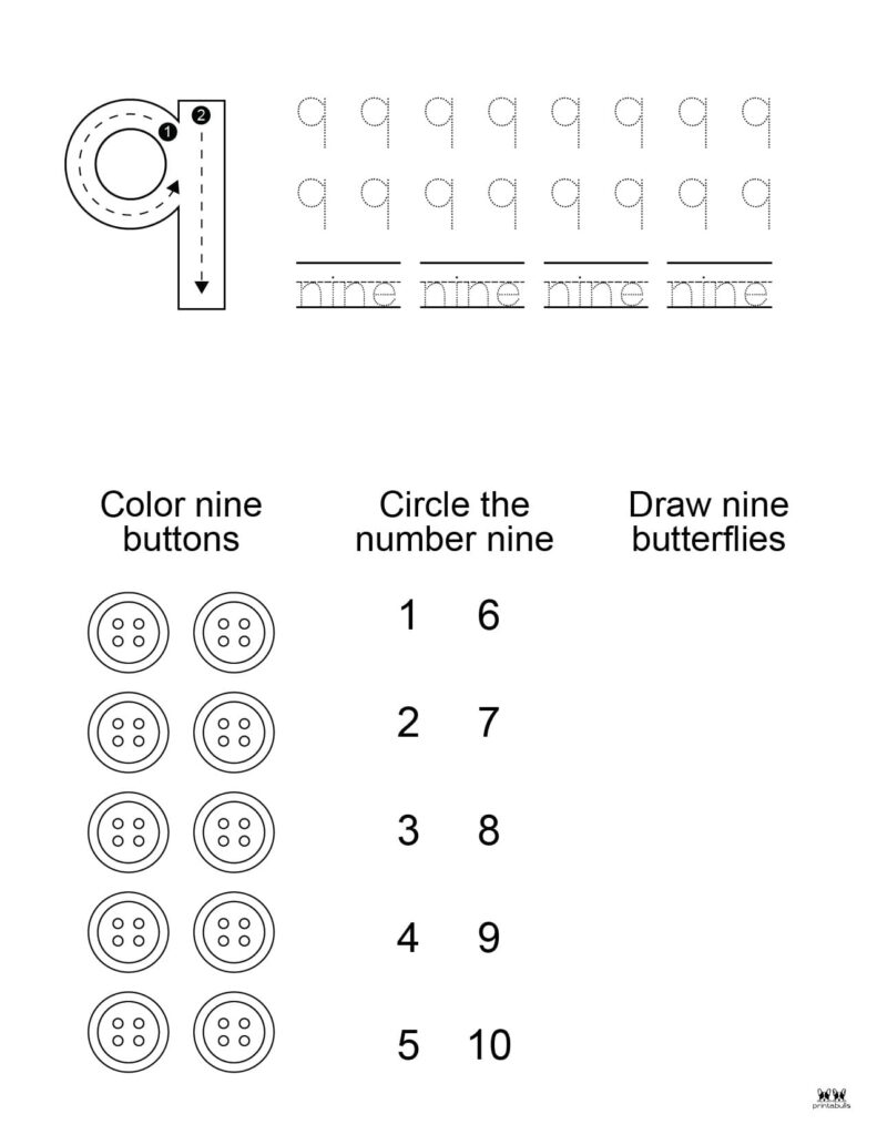 Number tracing worksheets