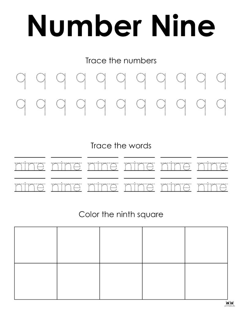 Number tracing worksheets