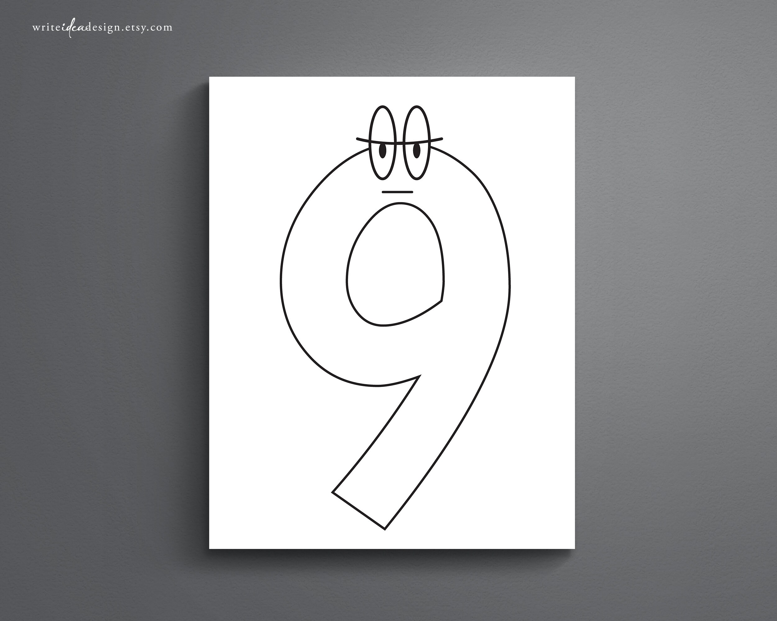 Printable numbers to coloring pages with fun faces kids learning coloring activity instant download pdf instant download