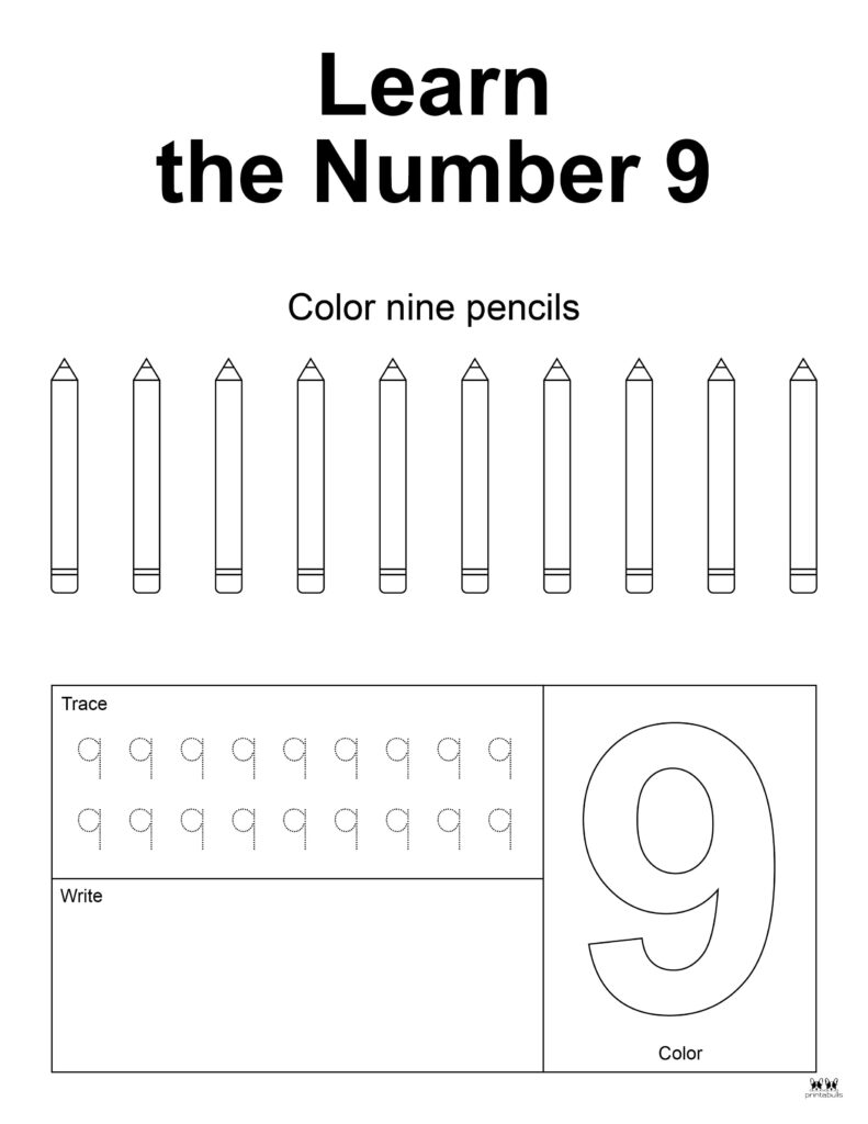 Number tracing worksheets