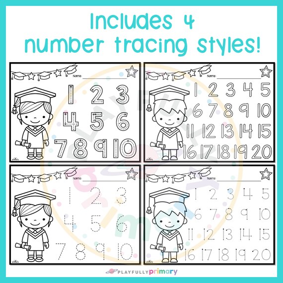Kindergarten graduation coloring sheets preschool number tracing worksheet numbers printable number writing numbers