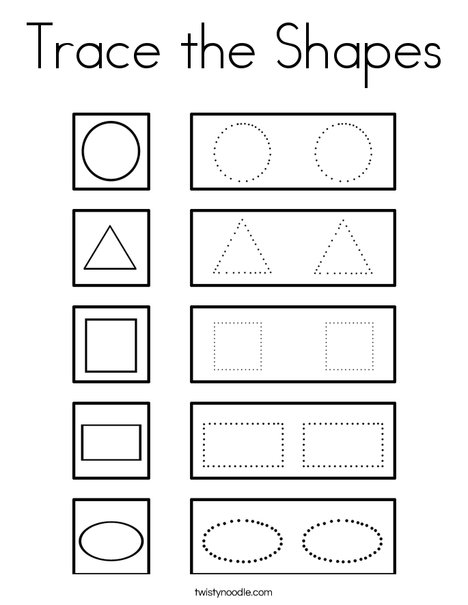 Trace the shapes coloring page
