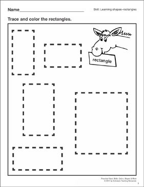 Rectangles preschool basic skills shapes by scholastic shapes preschool tracing worksheets preschool preschool lesson plans