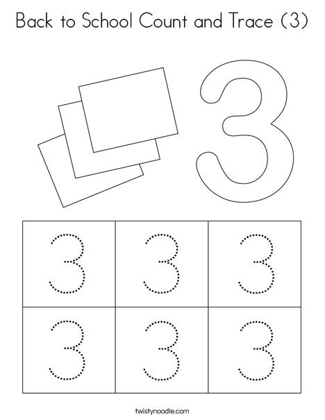 Back to school count and trace coloring page