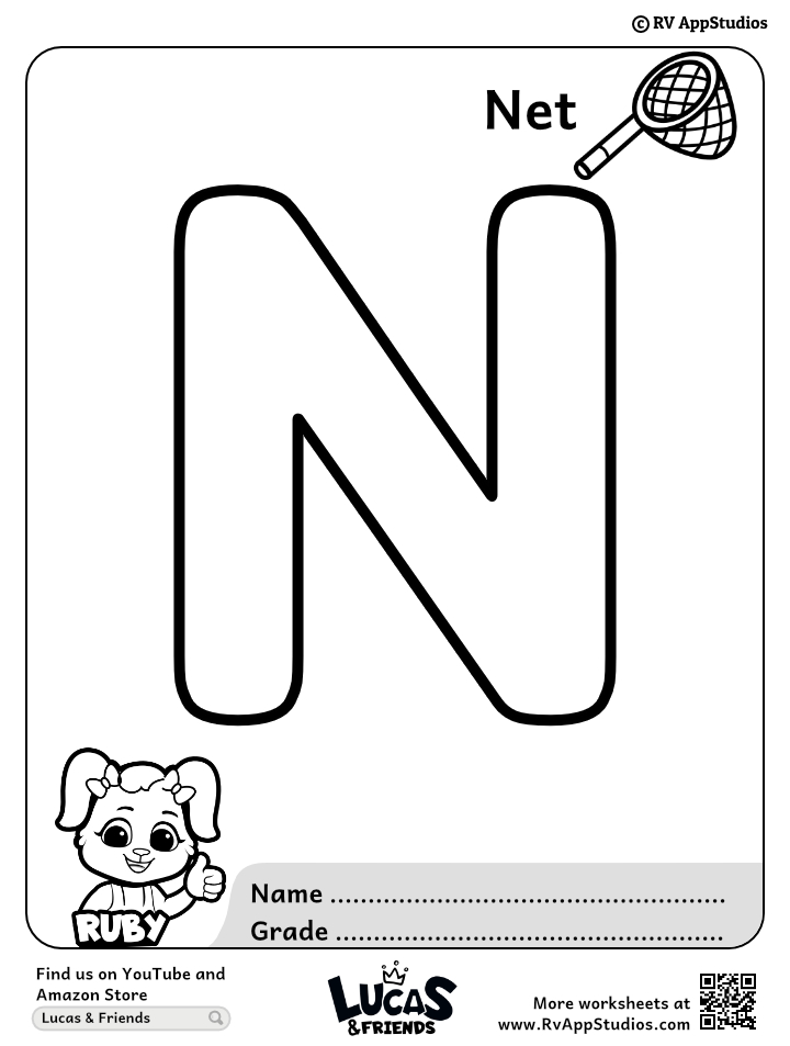 Letter n coloring pages