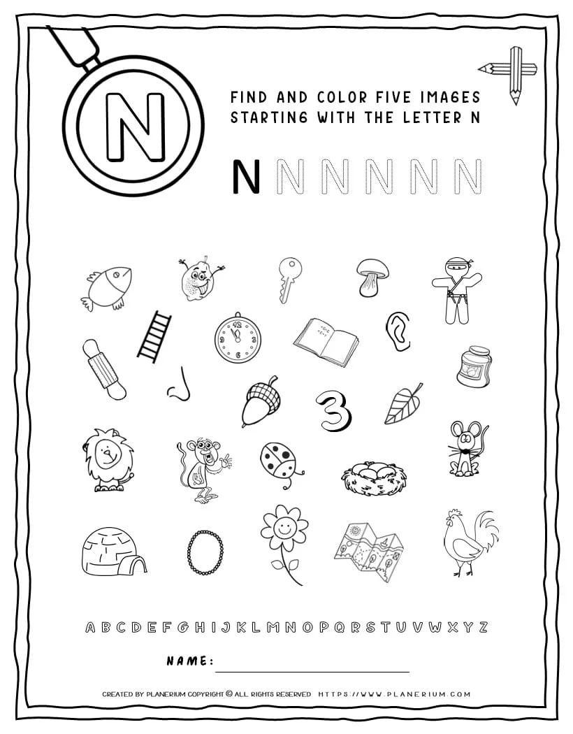 English alphabet worksheet