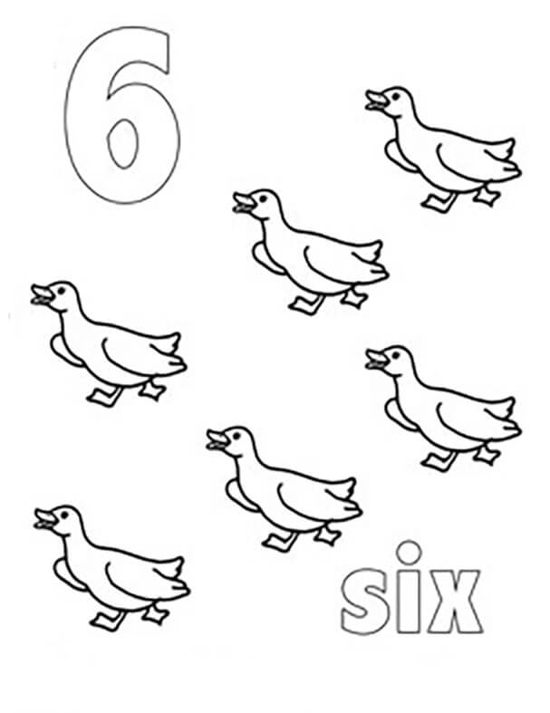 Number with ducks coloring page