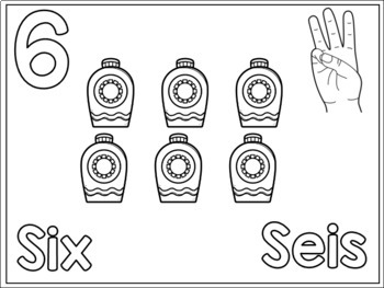 Summer coloring pages number counting in english and spanish preschool