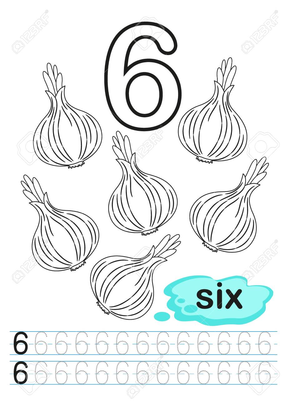 Coloring printable worksheet for kindergarten and preschool exercises for writing numbers learn numbers with bright fresh vegetables count and color from to royalty free svg cliparts vectors and stock illustration image
