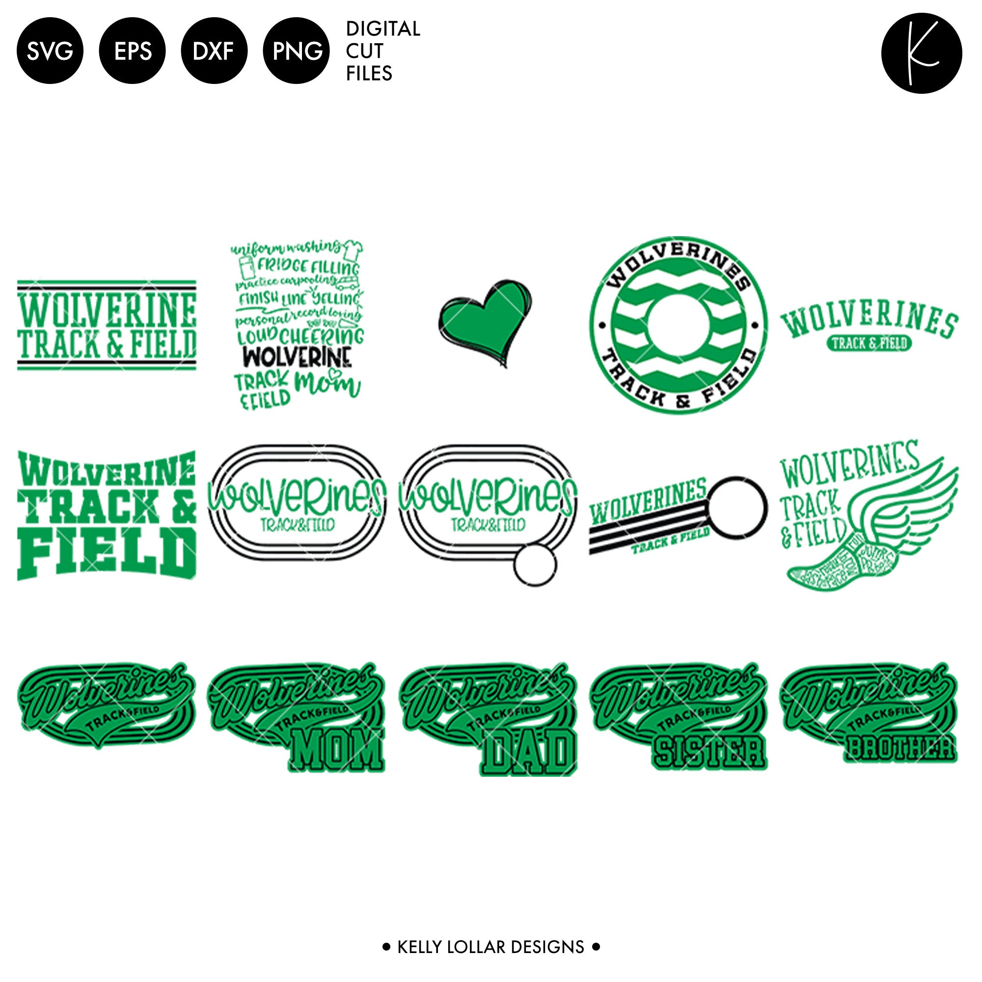 Wolverines track field bundle svg dxf eps png cut files