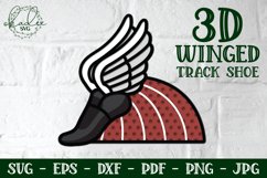 D winged track shoe papercut track and field d svg