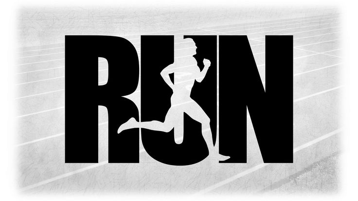 Sports clipt bold black word run with cutout silhouette of male man athlete running trackcross country digital download svg png