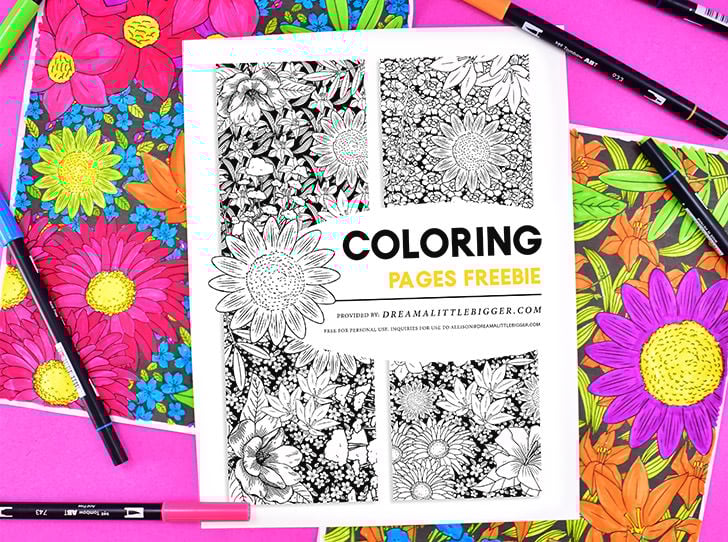 Free jumbo floral coloring pages â dream a little bigger