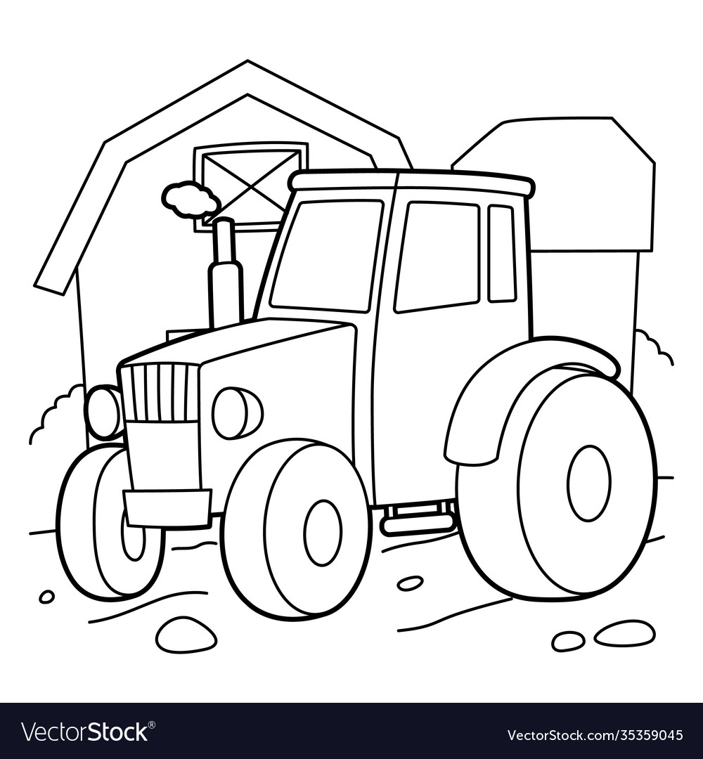 Tractor coloring page royalty free vector image