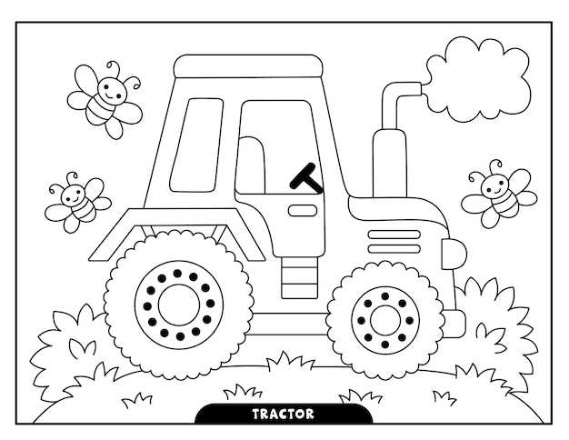 Premium vector tractor coloring pages for kids
