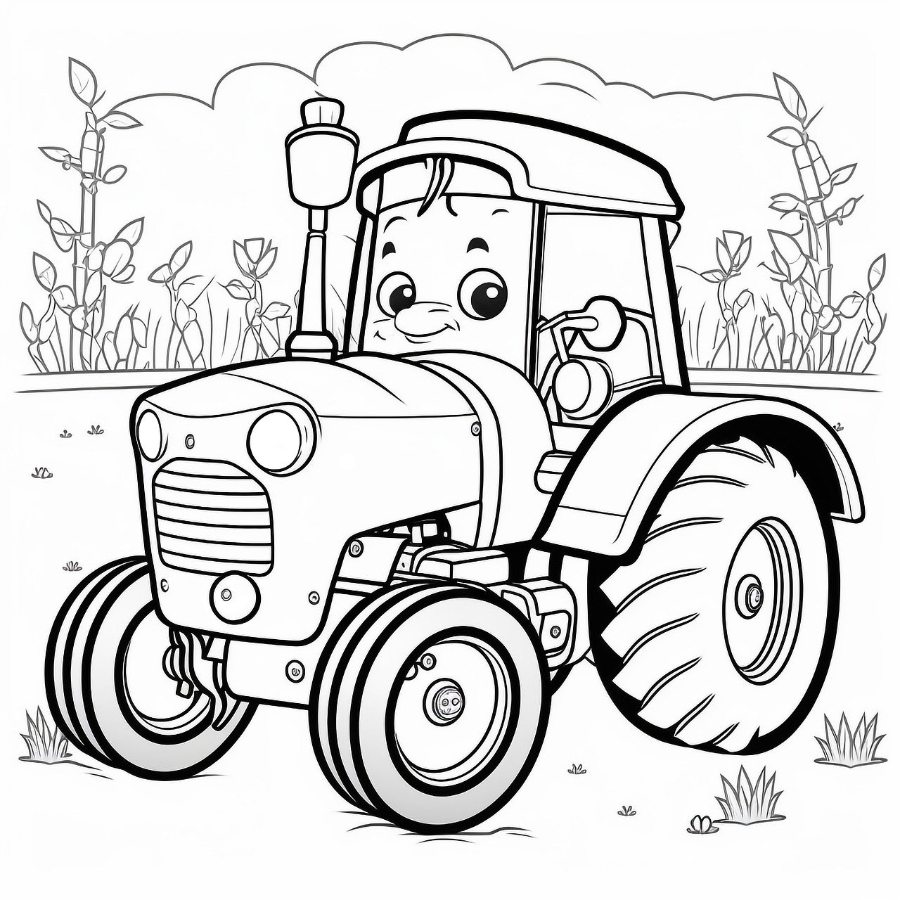 Download coloring page tractor kid royalty