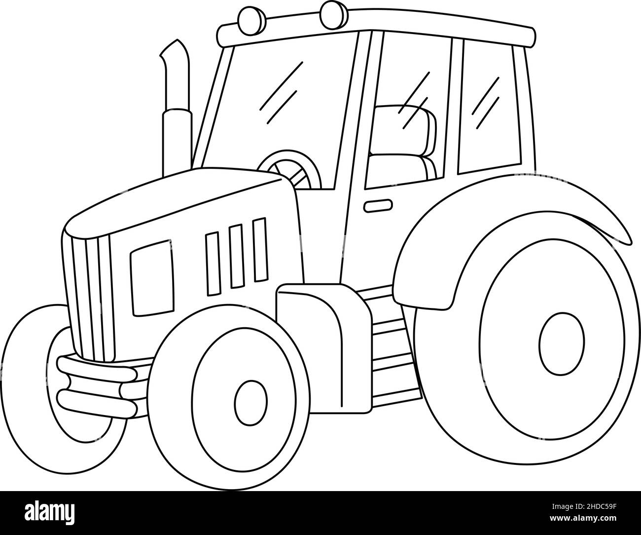 Tractor coloring page isolated for kids stock vector image art