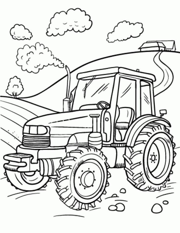 Basic tractor coloring page