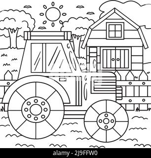 Tractor coloring page stock vector image art