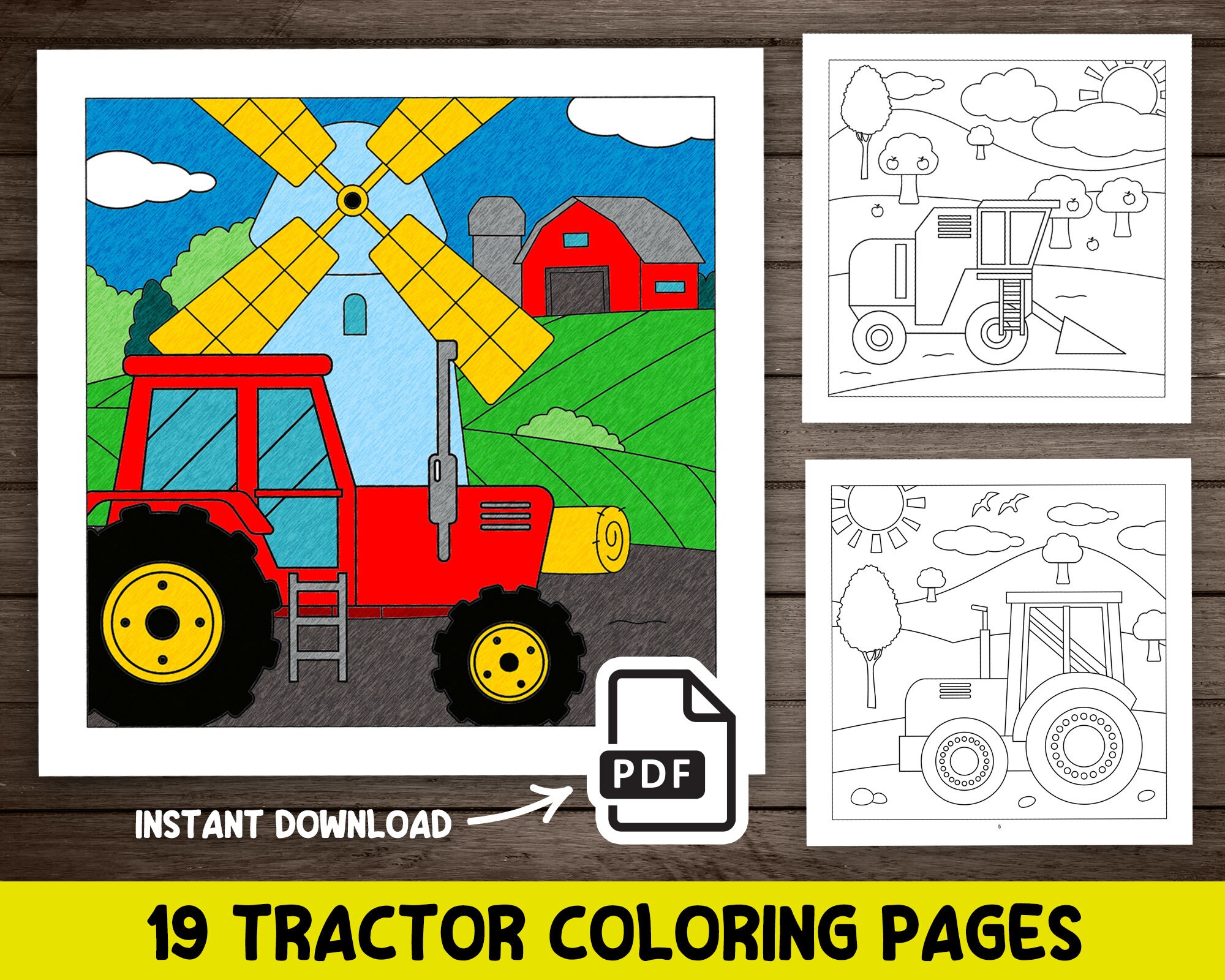 Tractor coloring book for kids tractor printable farm coloring book for children instant digital download