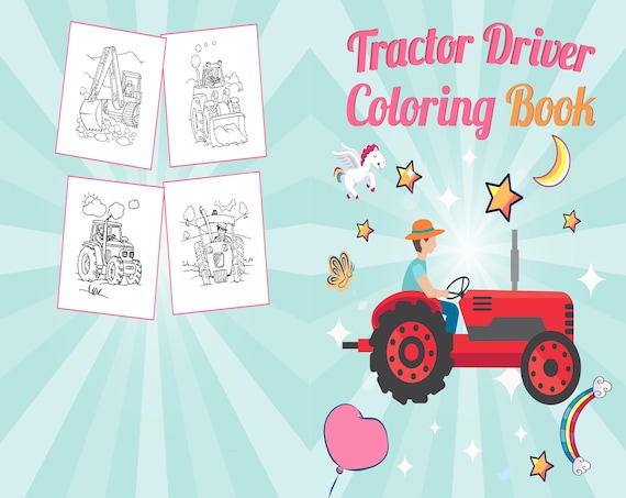 Tractor driver coloring book for kids x printable pdf file kids cute coloring pages for boys and girls ages
