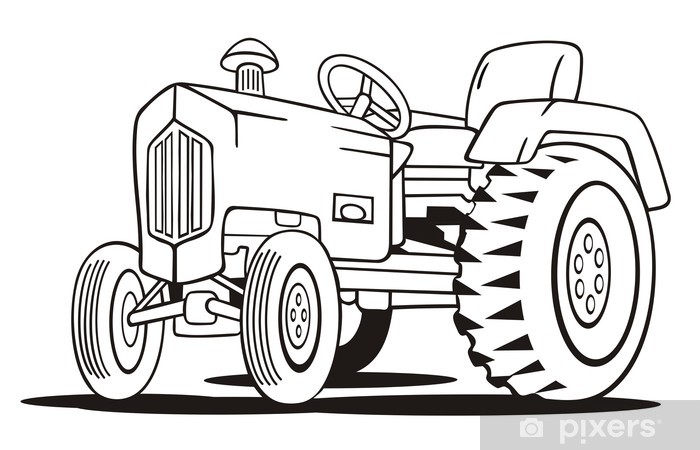 Sticker tractor coloring template