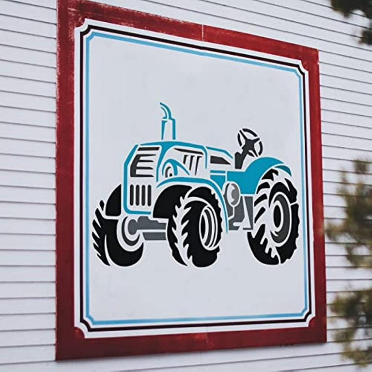 Farm tractor stencil large tractor ride drawing stencil plastic pet vehicle stencil for wall wood fabric diy art and craft stencils country farmhouse home decor