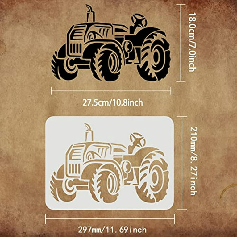 Farm tractor stencil large tractor ride drawing stencil plastic pet vehicle stencil for wall wood fabric diy art and craft stencils country farmhouse home decor