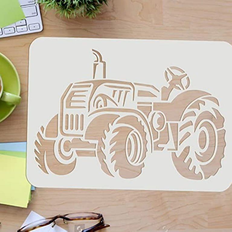 Farm tractor stencil large tractor ride drawing stencil plastic pet vehicle stencil for wall wood fabric diy art and craft stencils country farmhouse home decor