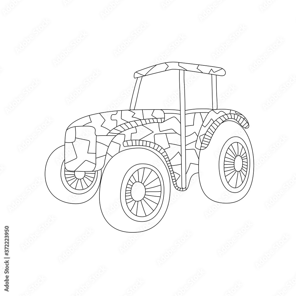 Tractor icon simple line element tractor symbol for templates web design and infographics coloring book for adults and children vector