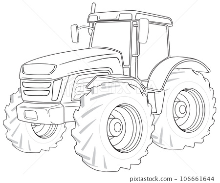 Outline of tractor coloring page