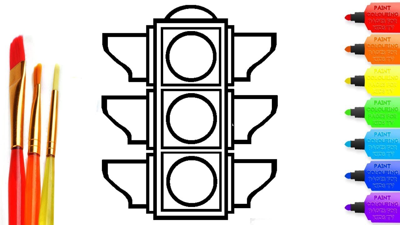 How to draw traffic light coloring page for kids i learn coloring book with traffic light
