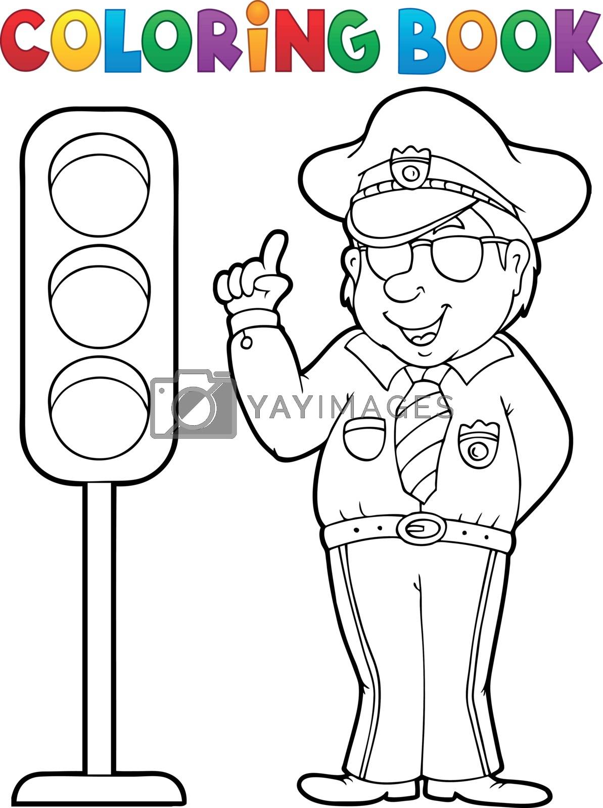 Coloring book policeman with semaphore by clairev vectors illustrations with unlimited downloads