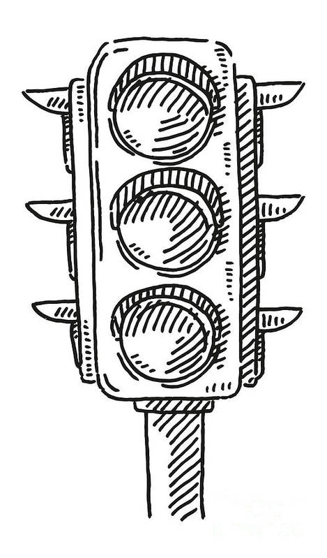 Traffic lights symbol drawing poster by frank ramspott