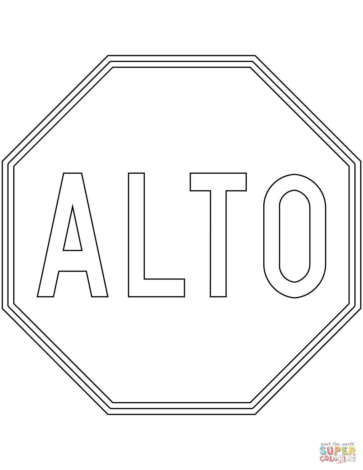 Stop sign in mexico coloring page free printable coloring pages