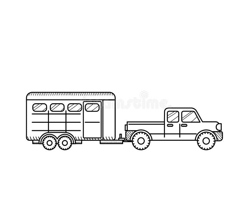 Horse trailer black and white stock vector