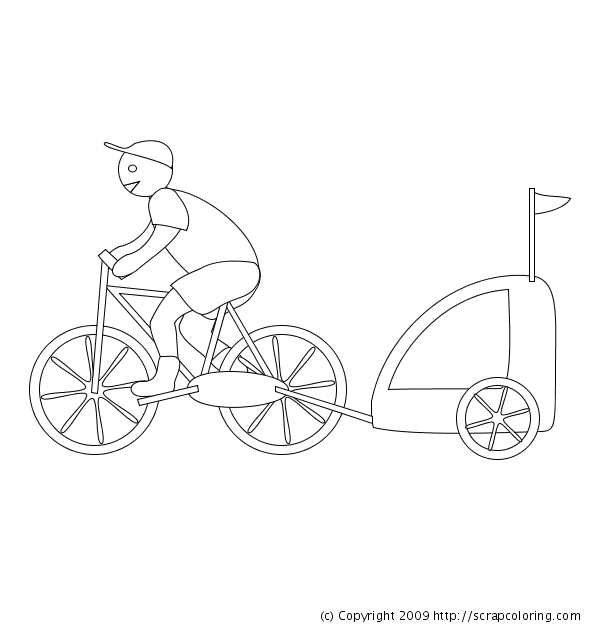 Bicycle with trailer coloring page