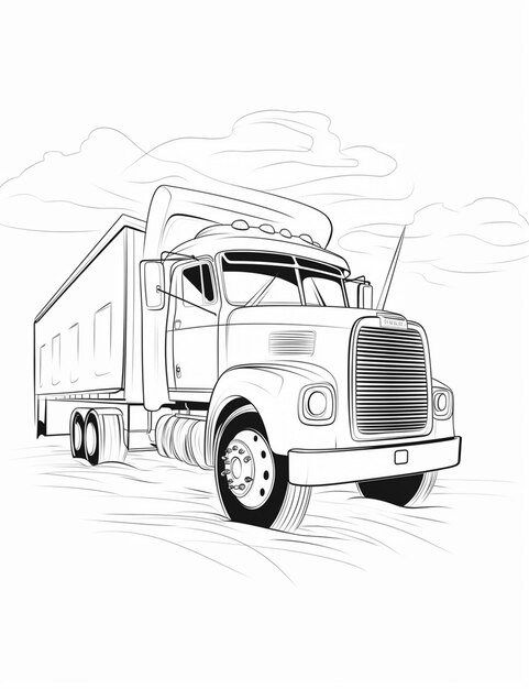 Premium ai image coloring pages of a semi truck with a trailer on the front generative ai