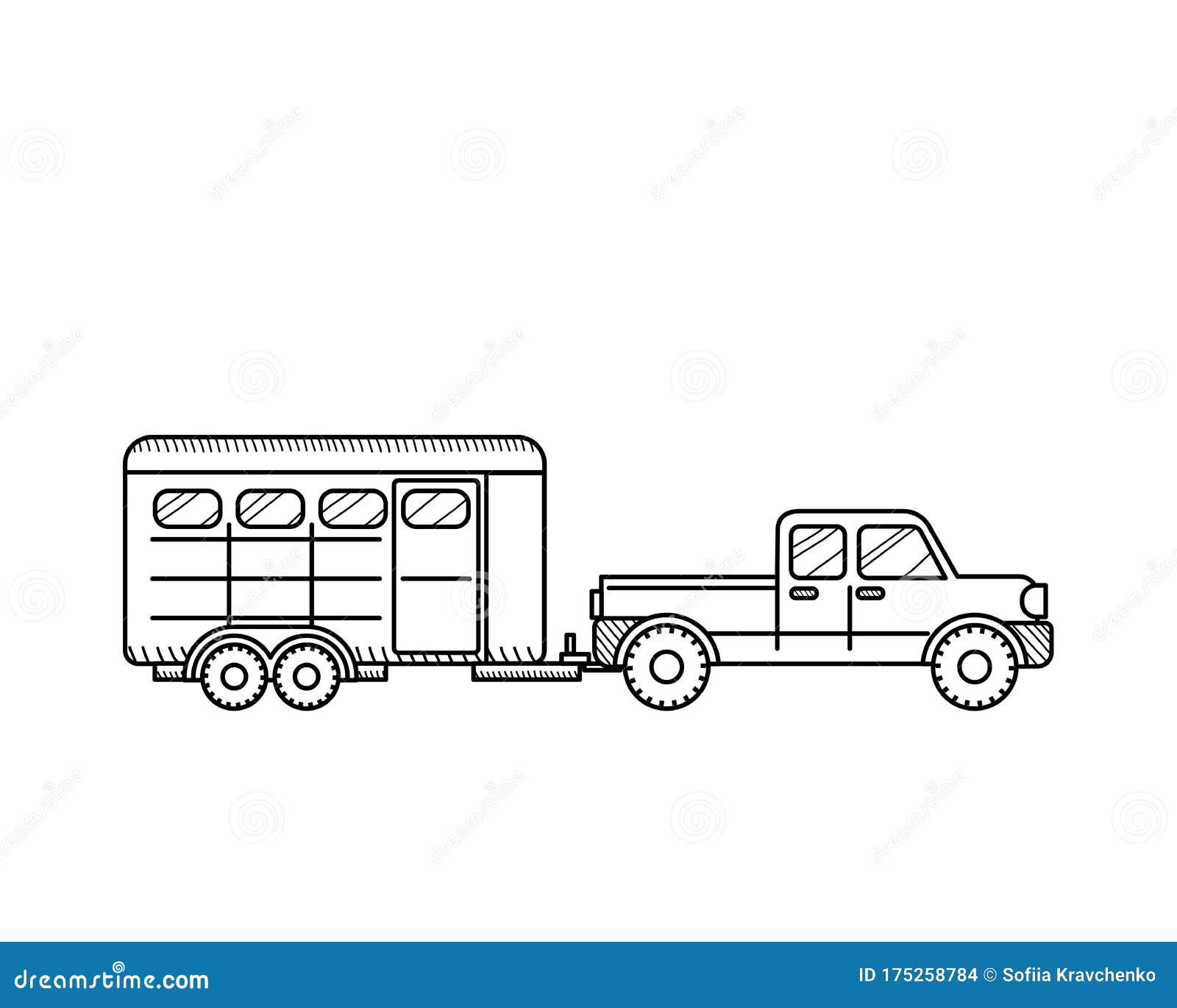 Horse trailer black and white stock vector