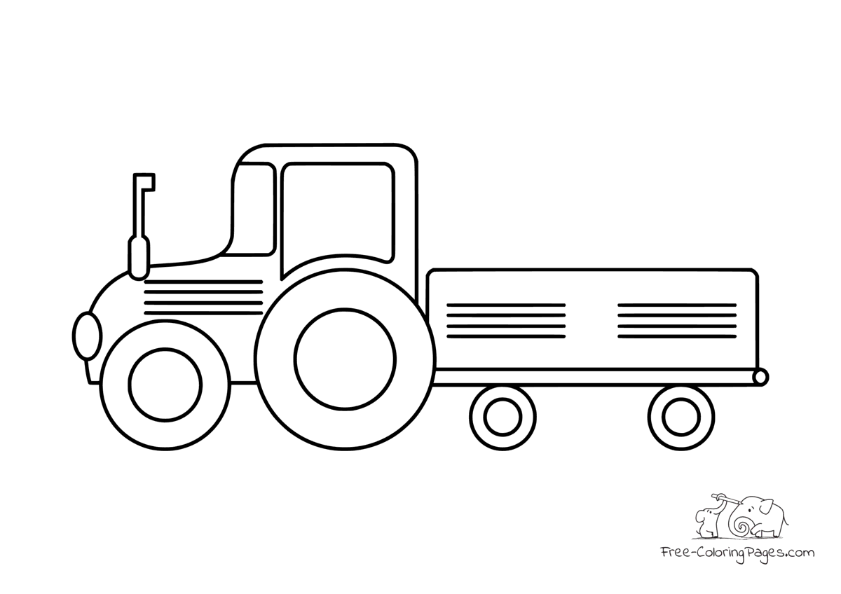 Coloring page tractor with trailer