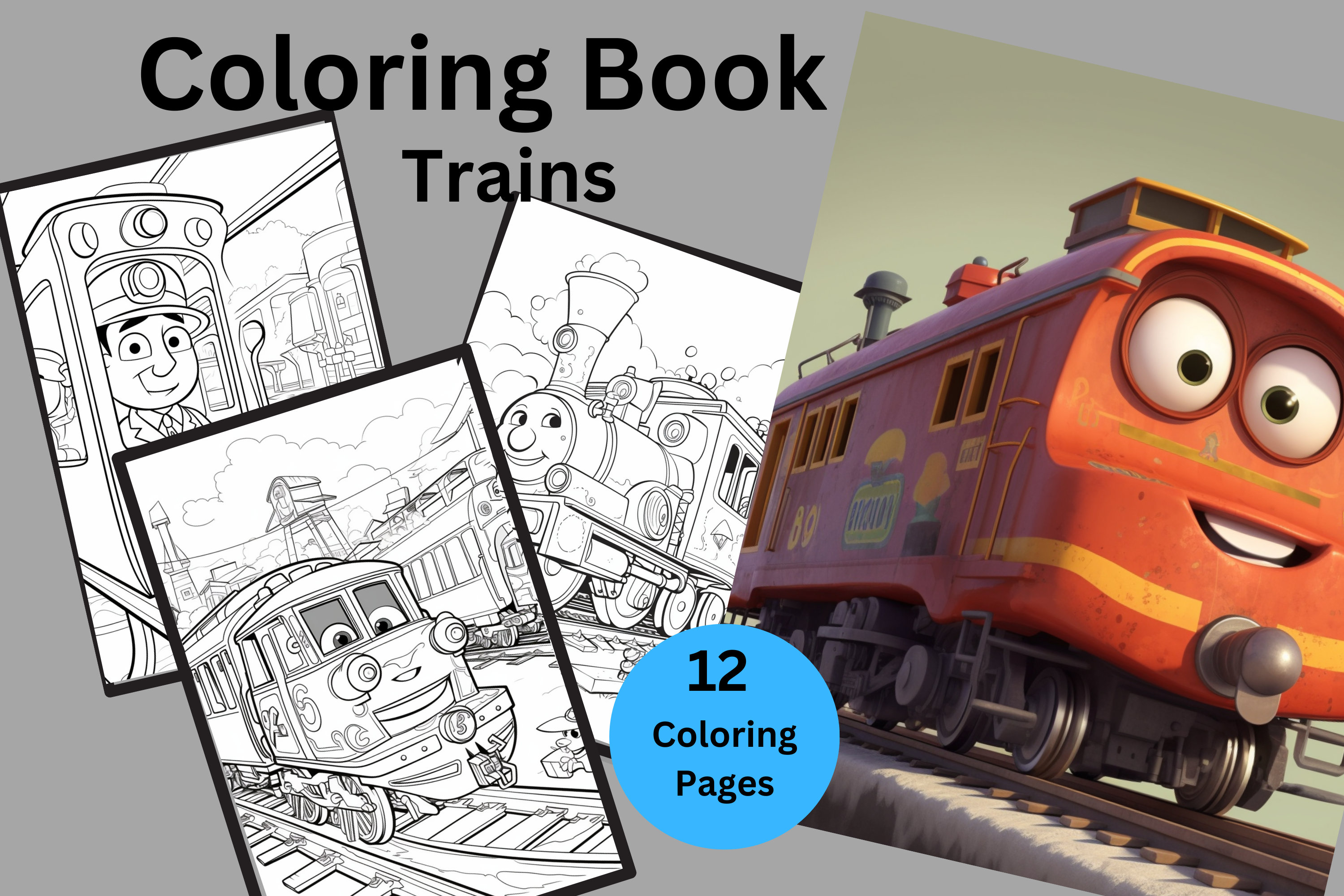 Train coloring pages coloring pages coloring book printable digital download instant download printable coloring color