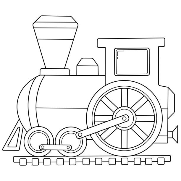 Coloring page outline of cartoon train images of transport for children vector coloring book for kids stock illustration