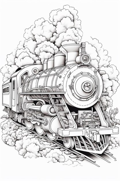 Page train coloring book adults images