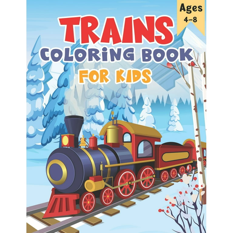 Trains coloring book for kids ages