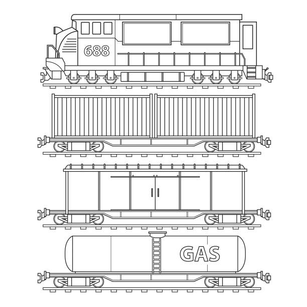 Train coloring page stock photos pictures royalty